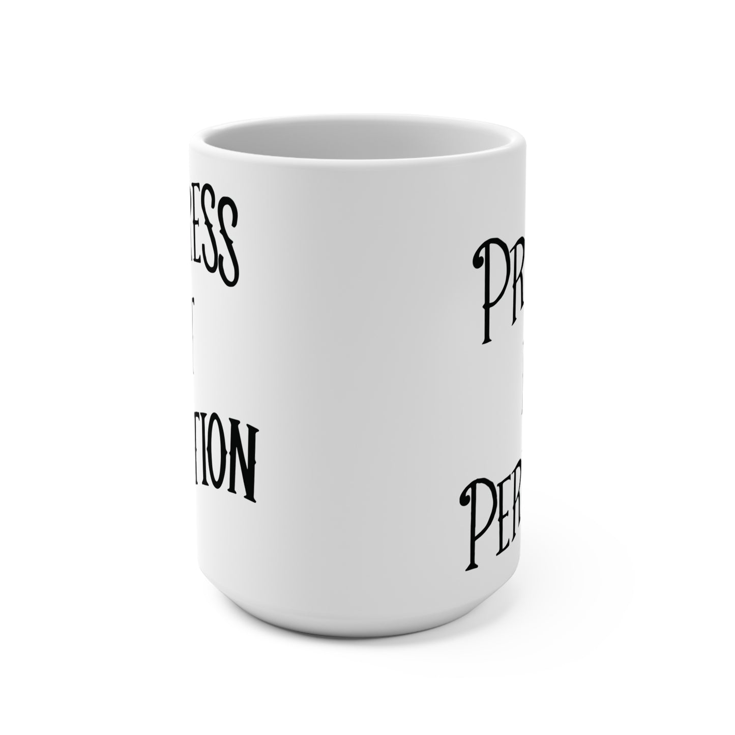 Progress Not Perfection Coffee Mug, 11oz or 15oz, Black & White Motivational Mug for Artists, Entrepreneurs Neurospicy, ADHD, Cup for Makers + Doers