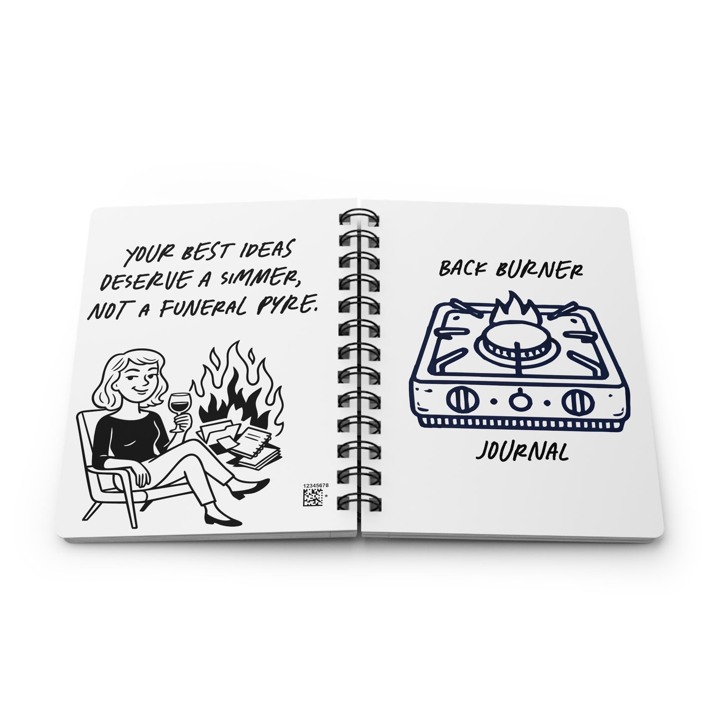 Back Burner Journal 5x7 Spiral Notebook for Idea Sorting & Creative Organization, Durable Gloss Cover, 150 Lined Pages