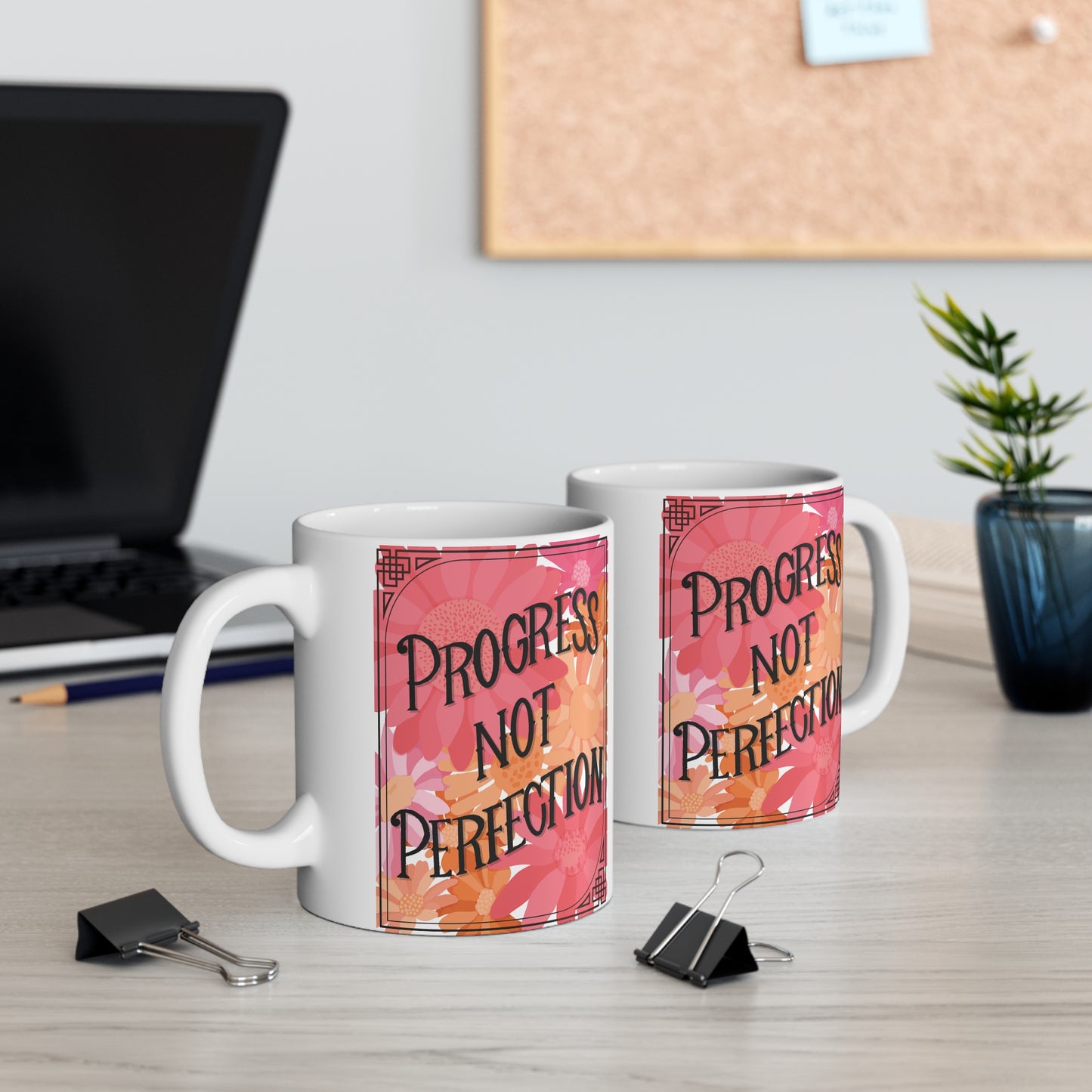 Progress Not Perfection Coffee Mug, 11oz or 15oz, Motivational Mug for Artists, Entrepreneurs Neurospicy, ADHD, Cup for Makers & Doers