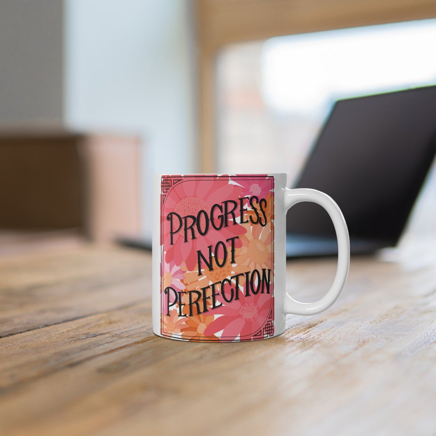 Progress Not Perfection Coffee Mug, 11oz or 15oz, Motivational Mug for Artists, Entrepreneurs Neurospicy, ADHD, Cup for Makers & Doers