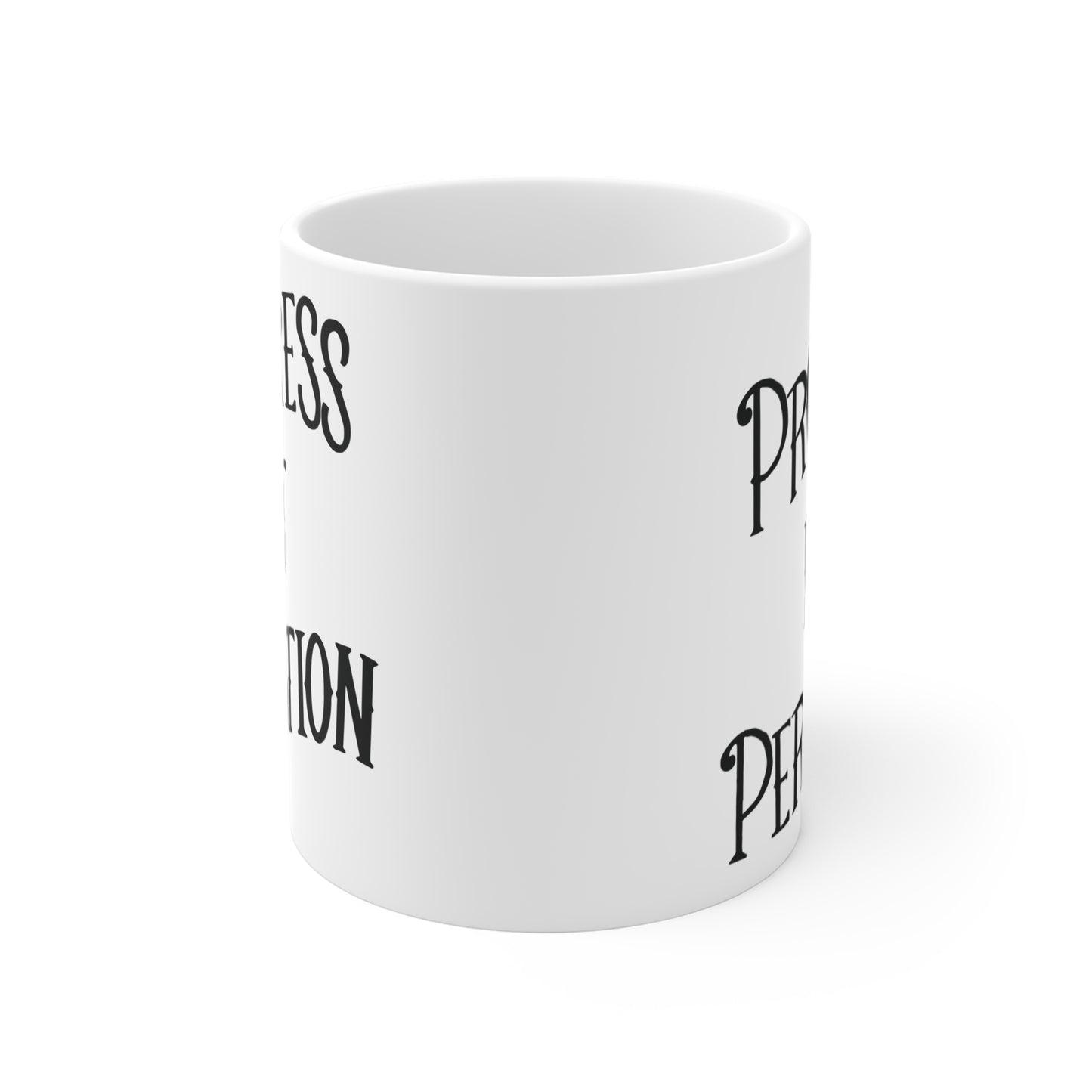 Progress Not Perfection Coffee Mug, 11oz or 15oz, Black & White Motivational Mug for Artists, Entrepreneurs Neurospicy, ADHD, Cup for Makers + Doers