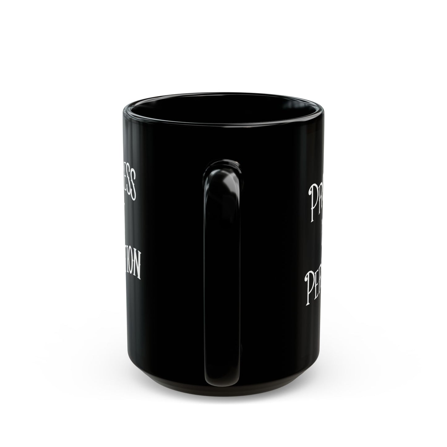 Progress Not Perfection Black Coffee Mug,  11oz or 15oz, Black & White Motivational Mug for Artists, Entrepreneurs Neurospicy, ADHD, Cup for Makers + Doers