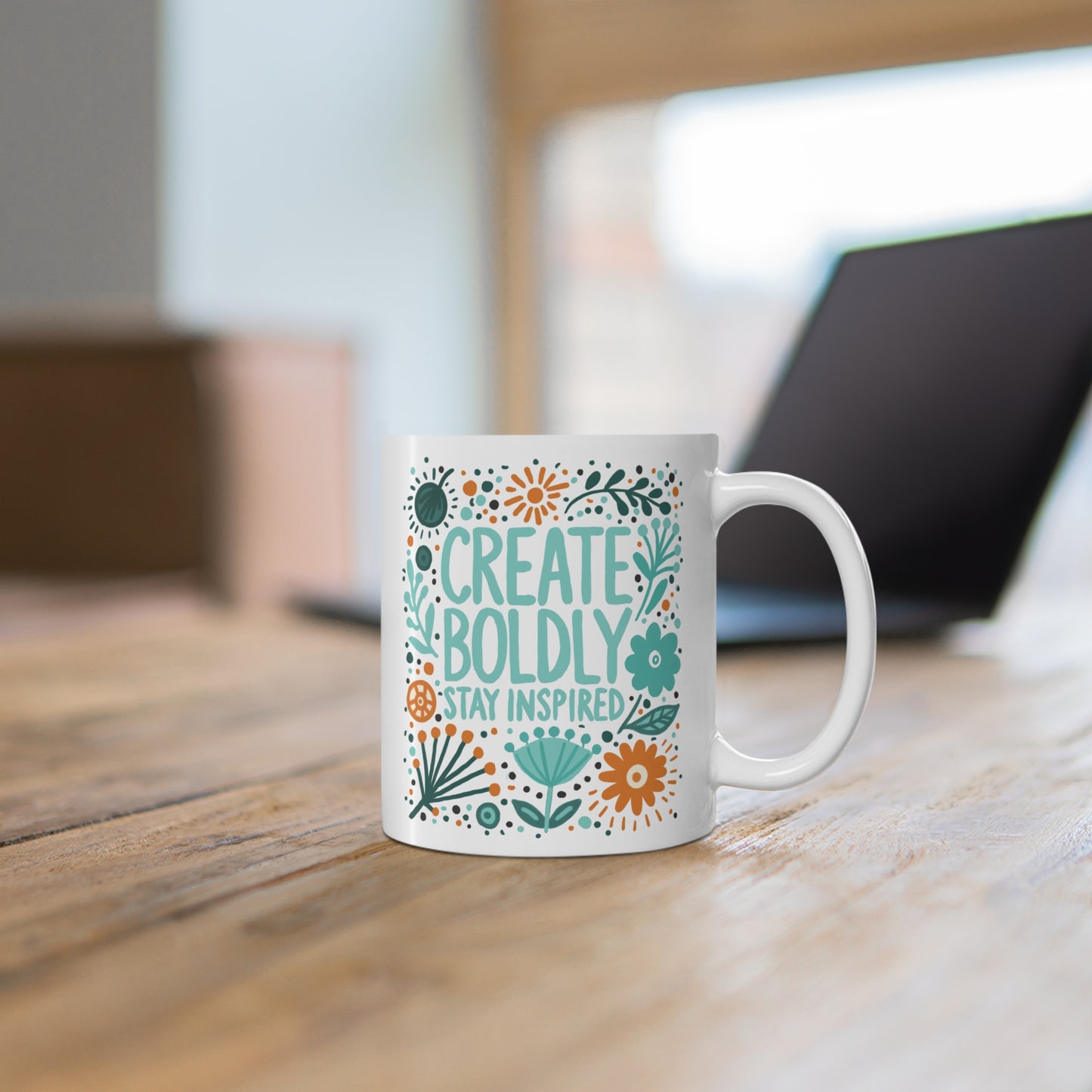 Create Boldly Coffee Mug,  11oz or 15oz, Create Boldly Stay Inspired, Motivational Mug for Artists, Entrepreneurs Neurospicy, ADHD, Cup for Makers & Doers